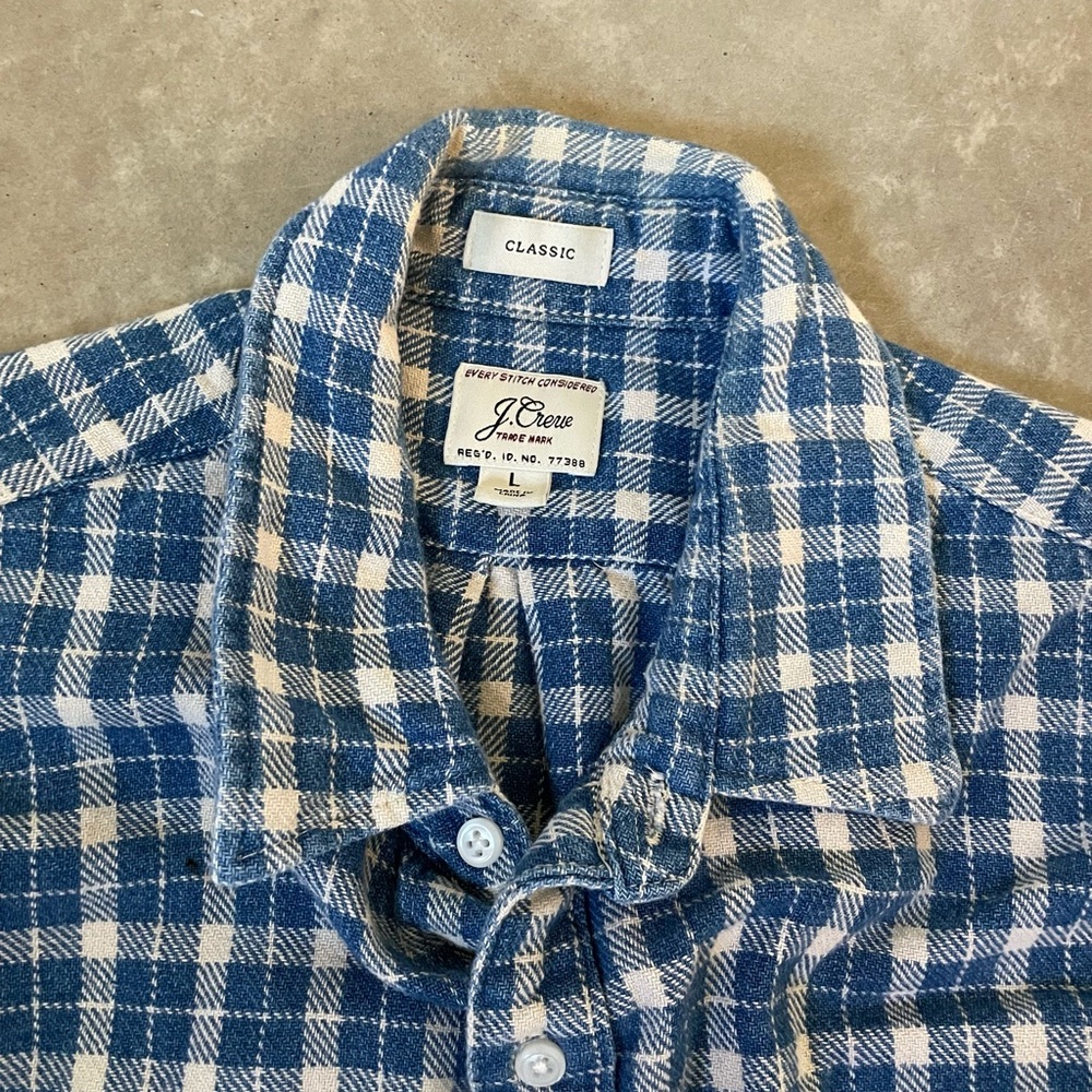 J Crew Blue Checkered Flannel Shirt